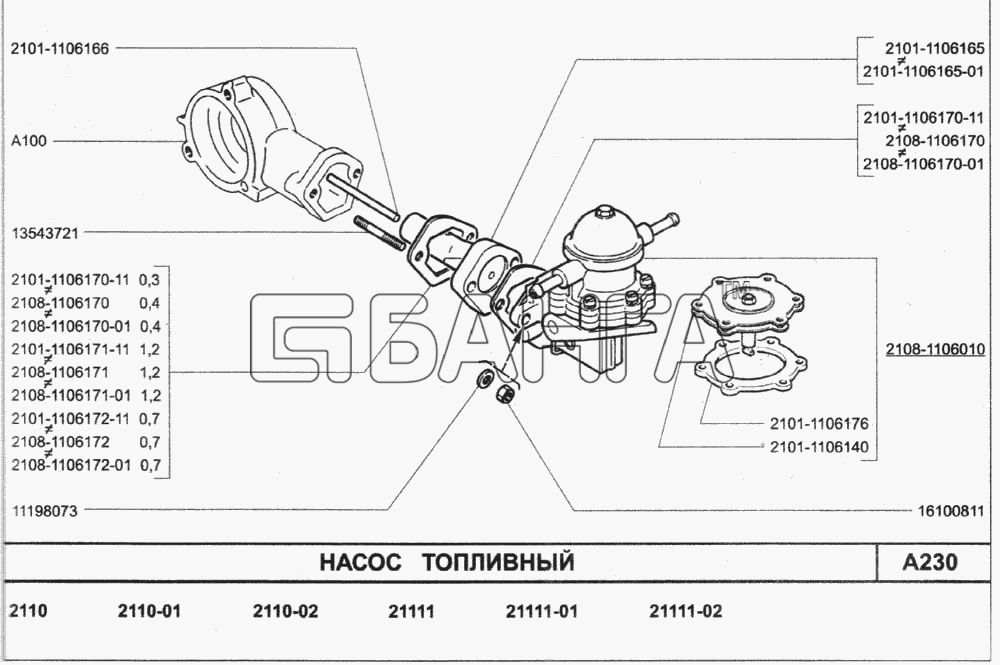 ВАЗ ВАЗ-2110 (2007) Схема Насос топливный-121 banga.ua