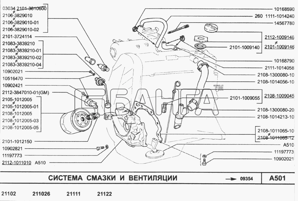 ВАЗ ВАЗ-2110 (2007) Схема Система смазки и вентиляции-153 banga.ua