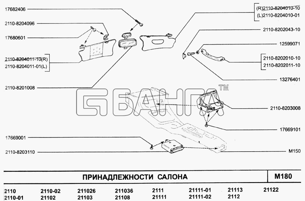 ВАЗ ВАЗ-2110 (2007) Схема Принадлежности салона-73 banga.ua