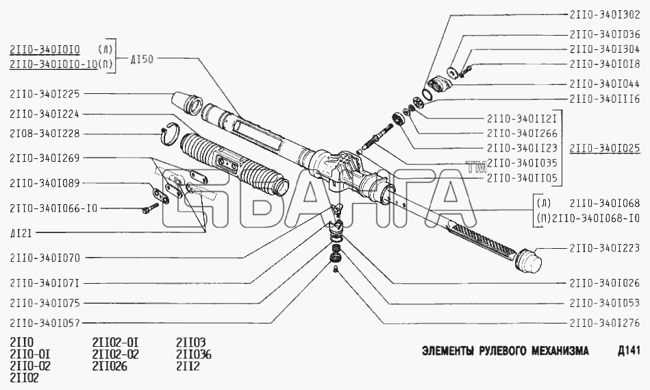 ВАЗ ВАЗ-2110 Схема Элементы рулевого механизма-195 banga.ua