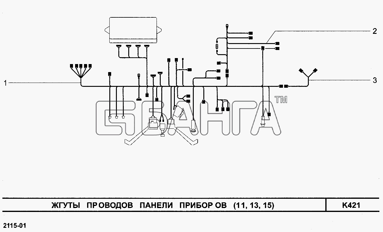 ВАЗ ВАЗ-2113 Схема Жгуты проводов панели приборов (11 13 banga.ua