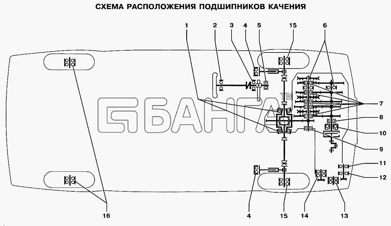 ВАЗ ВАЗ-2114 Схема Схема расположения подшипников качения-251 banga.ua