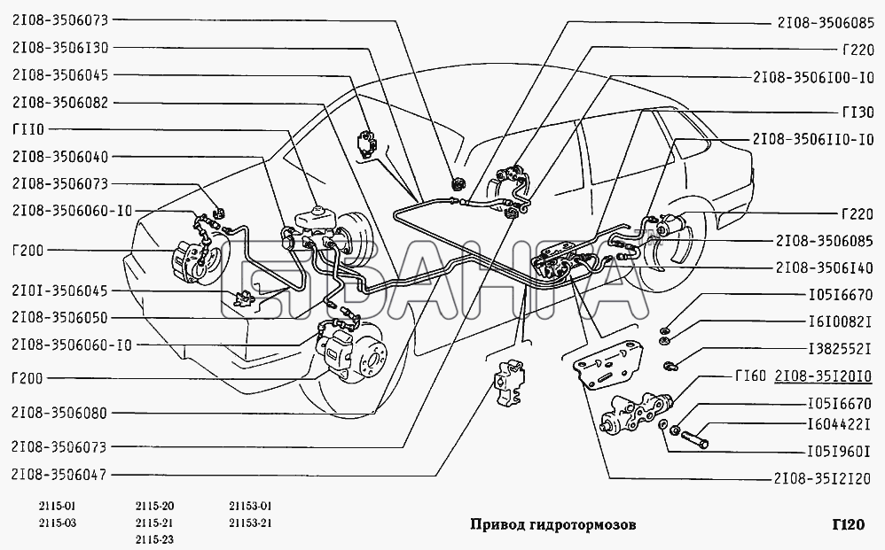 ВАЗ ВАЗ-2115 Схема Привод гидротормозов-150 banga.ua