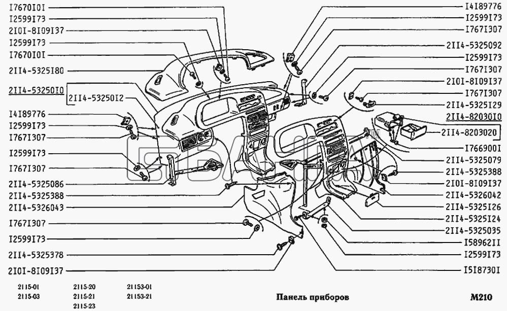 ВАЗ ВАЗ-2115 Схема Панель приборов-15 banga.ua