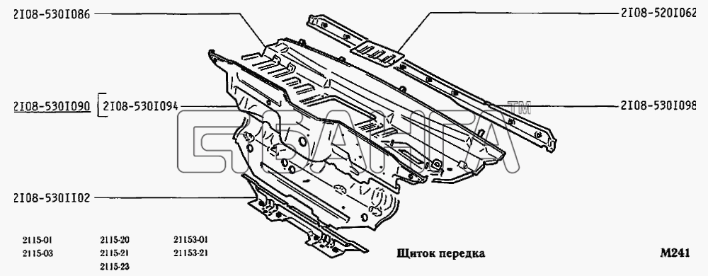 ВАЗ ВАЗ-2115 Схема Щиток передка-20 banga.ua