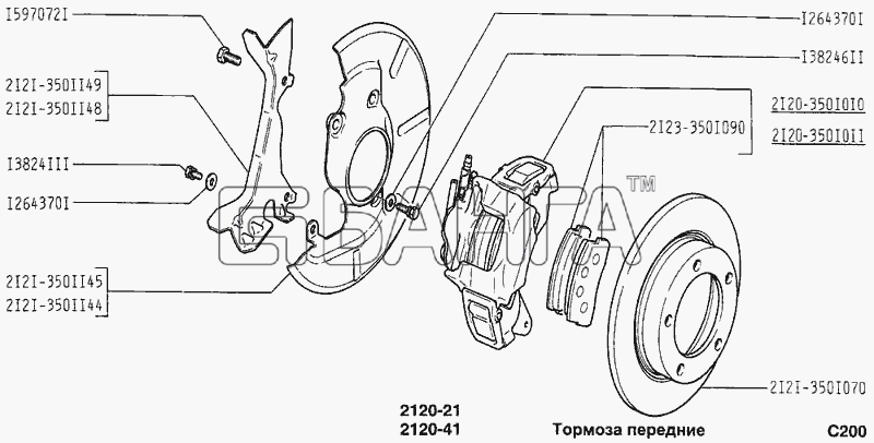 ВАЗ ВАЗ-2120 Надежда Схема Тормоза передние-156 banga.ua