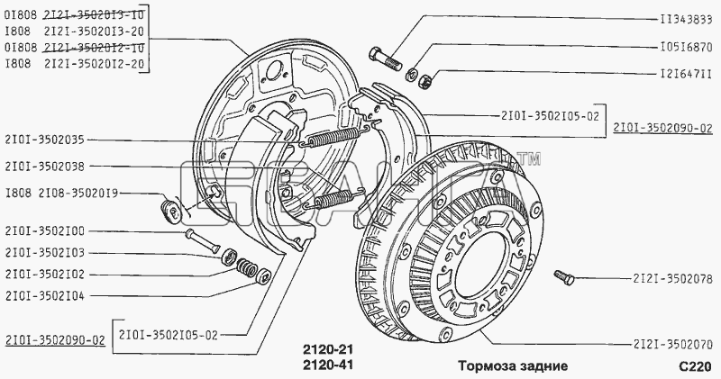 ВАЗ ВАЗ-2120 Надежда Схема Тормоза задние-158 banga.ua
