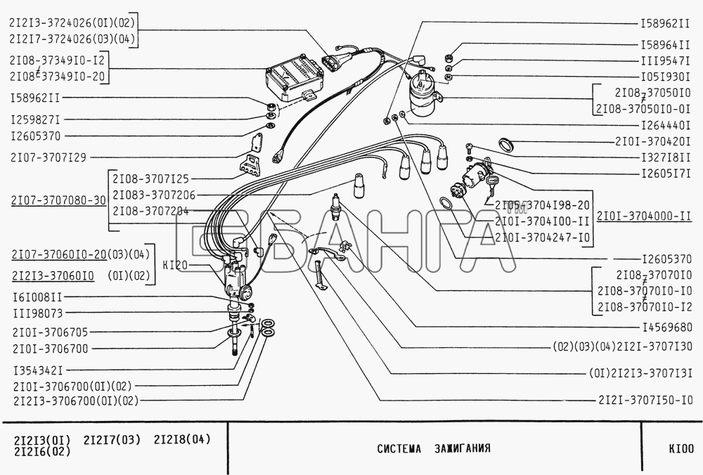 ВАЗ ВАЗ-21213 Схема Система зажигания-190 banga.ua