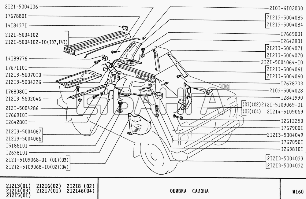 ВАЗ ВАЗ-21213 Схема Обивка салона-5 banga.ua