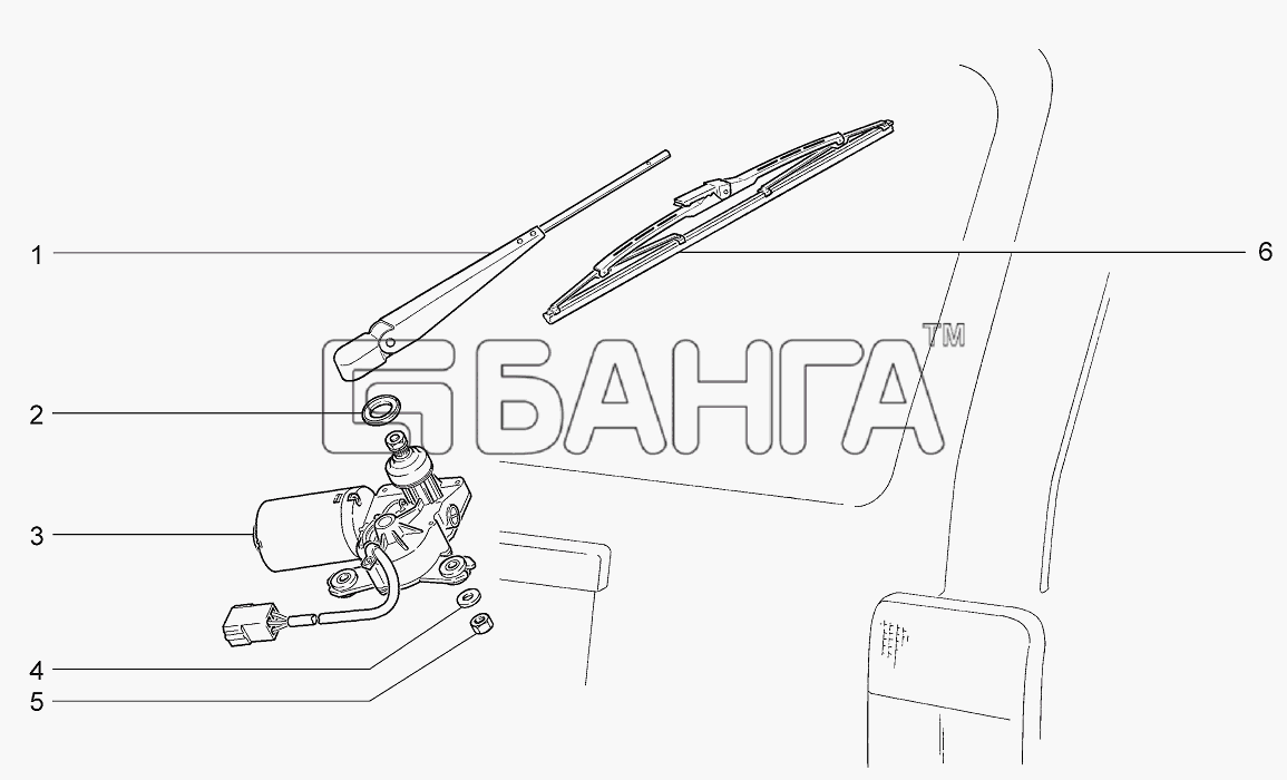 ВАЗ LADA 4x4 M Схема Стеклоочиститель задний-35 banga.ua