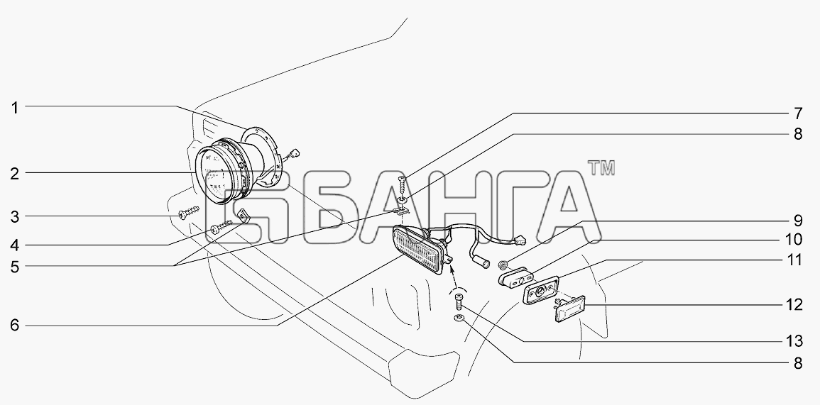 ВАЗ LADA 4x4 M Схема Приборы световые передние-193 banga.ua