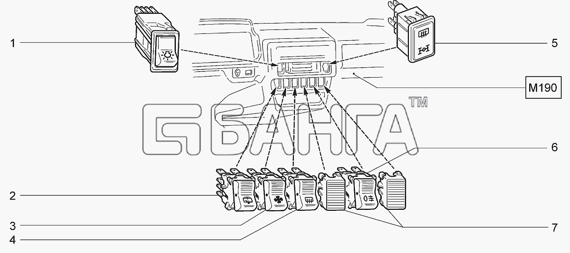 ВАЗ LADA 4x4 M Схема Переключатели-199 banga.ua