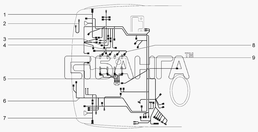 ВАЗ LADA 4x4 M Схема Жгут проводов моторного отсека-201 banga.ua