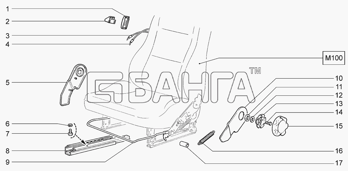 ВАЗ LADA 4x4 M Схема Механизм установки передних сидений-7 banga.ua