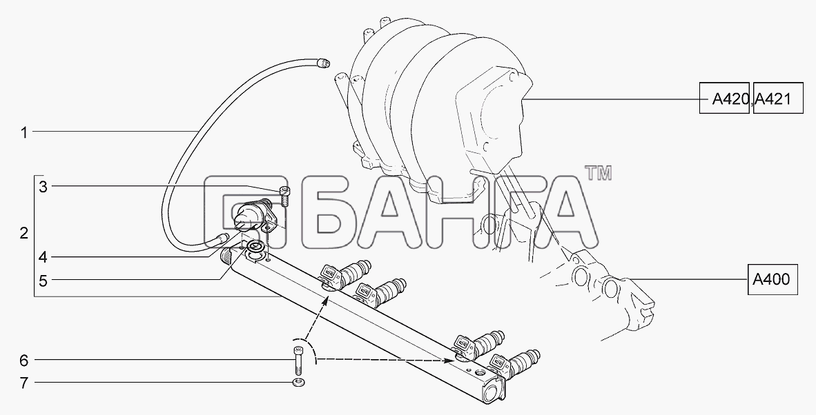 ВАЗ LADA 4x4 M Схема Рампа топливная-98 banga.ua