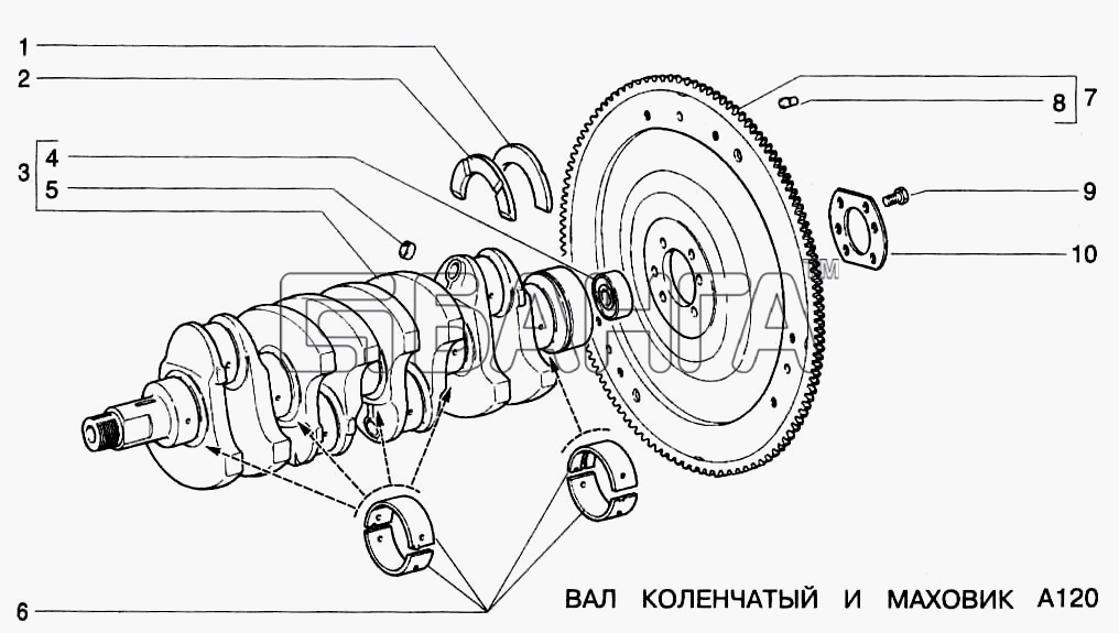 ВАЗ ВАЗ-2123 Схема Вал коленчатый и маховик-68 banga.ua