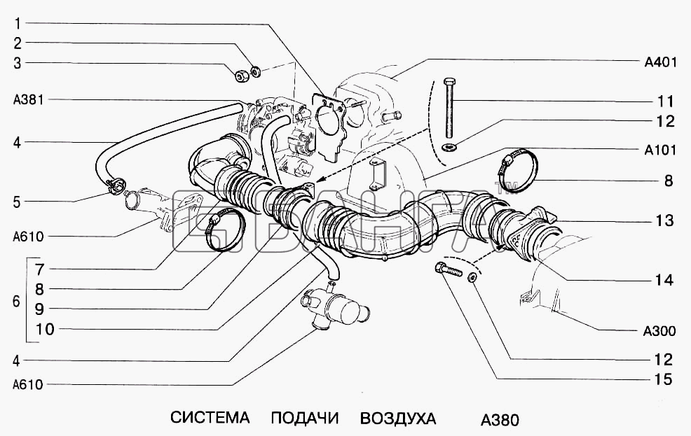 ВАЗ ВАЗ-2123 Схема Система подачи воздуха-85 banga.ua