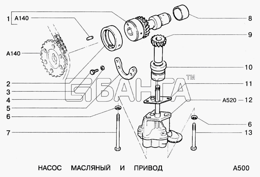 ВАЗ ВАЗ-2123 Схема Насос масляный и привод-72 banga.ua