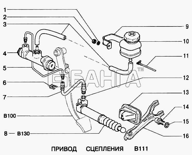 ВАЗ ВАЗ-2123 Схема Привод сцепления-103 banga.ua