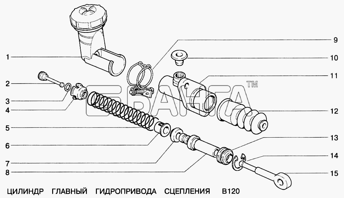 ВАЗ ВАЗ-2123 Схема Цилиндр главный гидропривода сцепления-104 banga.ua
