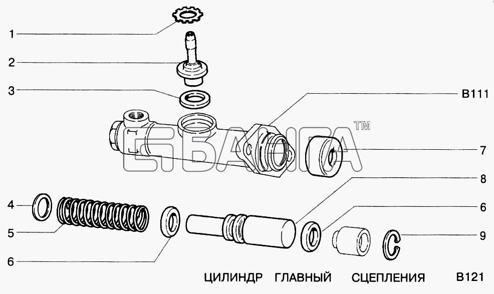 ВАЗ ВАЗ-2123 Схема Цилиндр главный сцепления-105 banga.ua