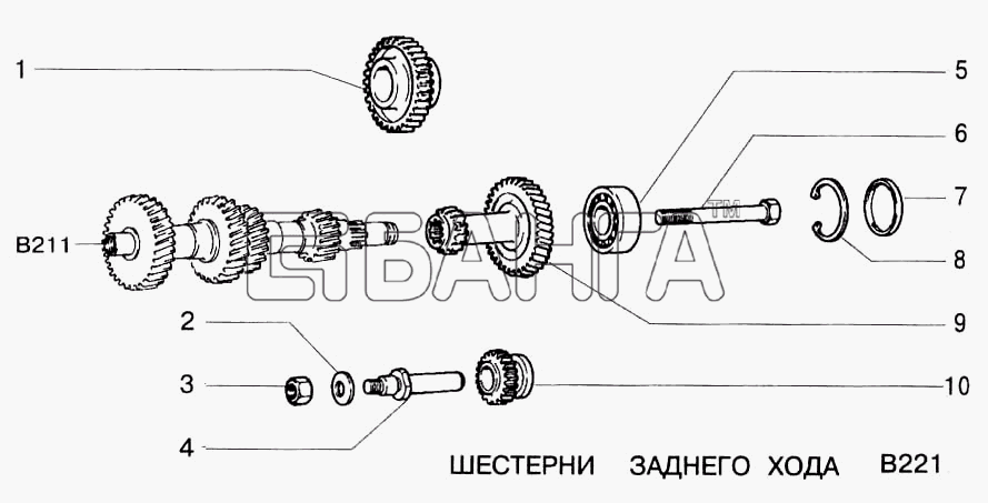 ВАЗ ВАЗ-2123 Схема Шестерни заднего хода-114 banga.ua