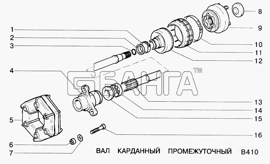 ВАЗ ВАЗ-2123 Схема Вал карданный промежуточный-131 banga.ua