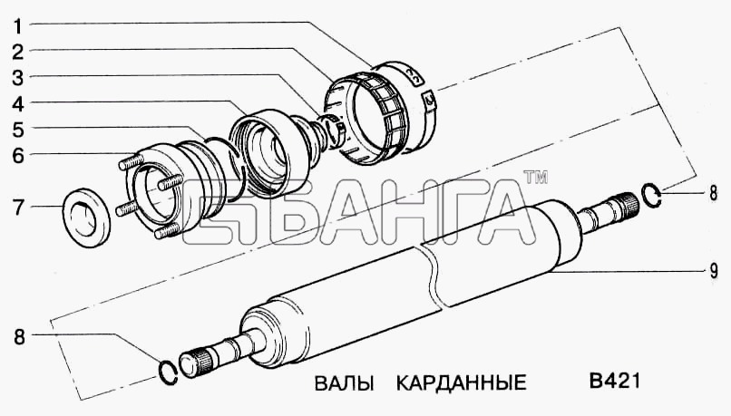 ВАЗ ВАЗ-2123 Схема Валы карданные-133 banga.ua
