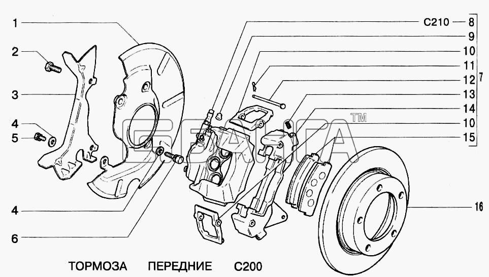 ВАЗ ВАЗ-2123 Схема Тормоза передние-165 banga.ua