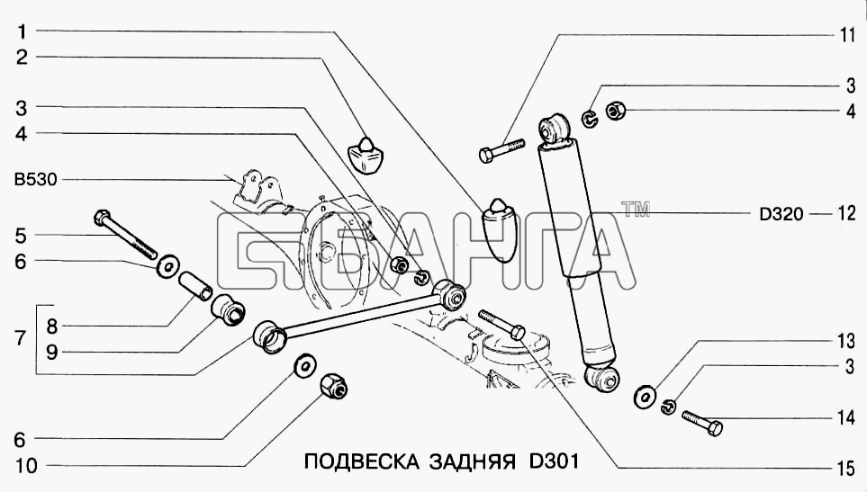 ВАЗ ВАЗ-2123 Схема Подвеска задняя-180 banga.ua