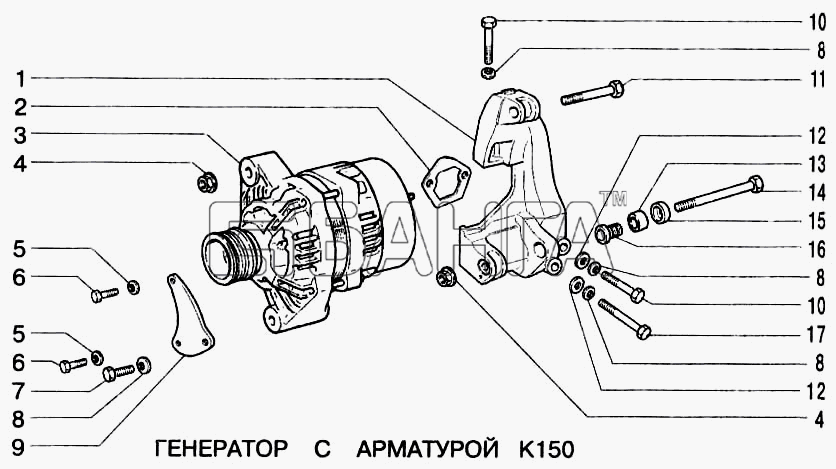 ВАЗ ВАЗ-2123 Схема Генератор с арматурой-196 banga.ua