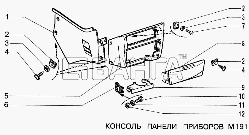 ВАЗ ВАЗ-2123 Схема Консоль панели приборов-9 banga.ua
