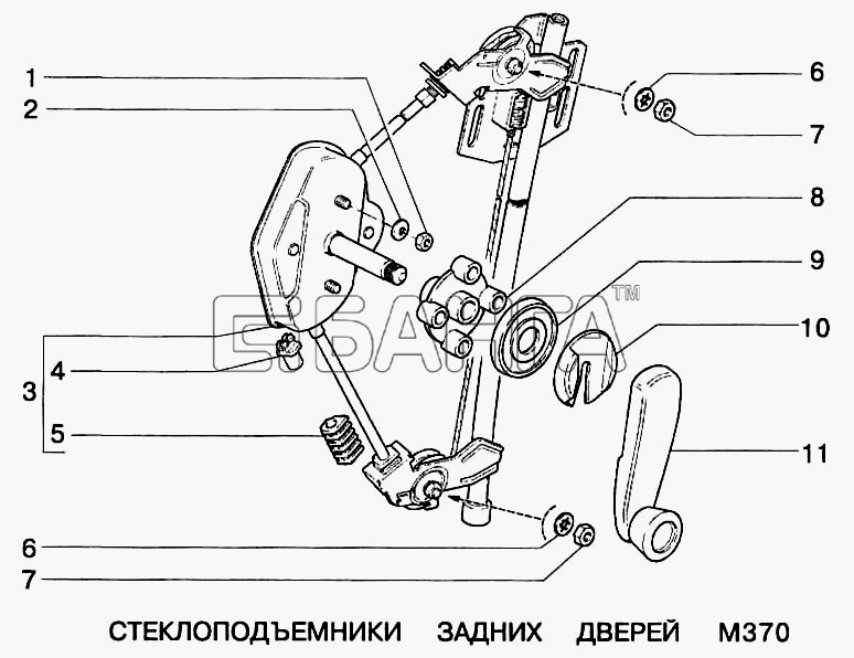 ВАЗ ВАЗ-2123 Схема Стеклоподъемники задних дверей-35 banga.ua