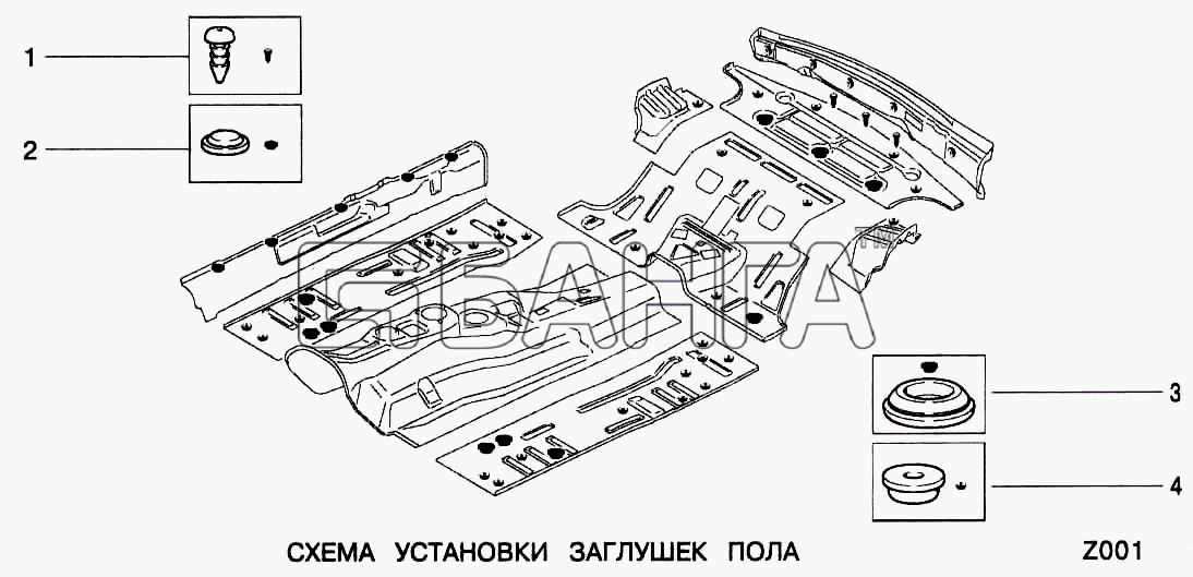 ВАЗ ВАЗ-2123 Схема Схема установки заглушек-15 banga.ua