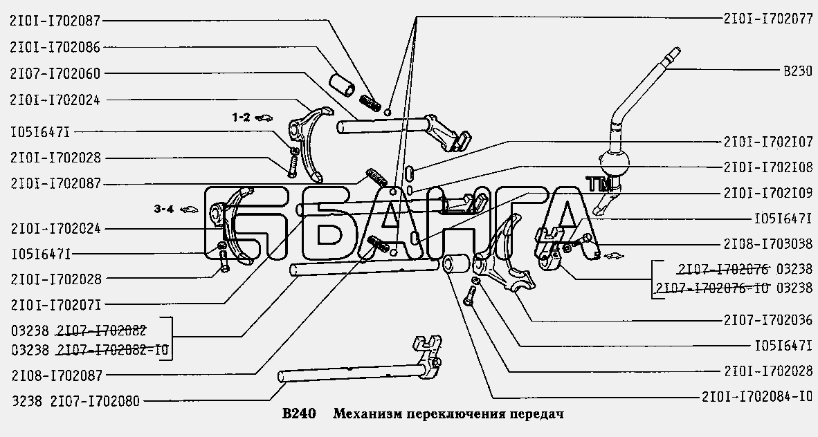ВАЗ ВАЗ-2131 Схема Механизм переключения передач-115 banga.ua