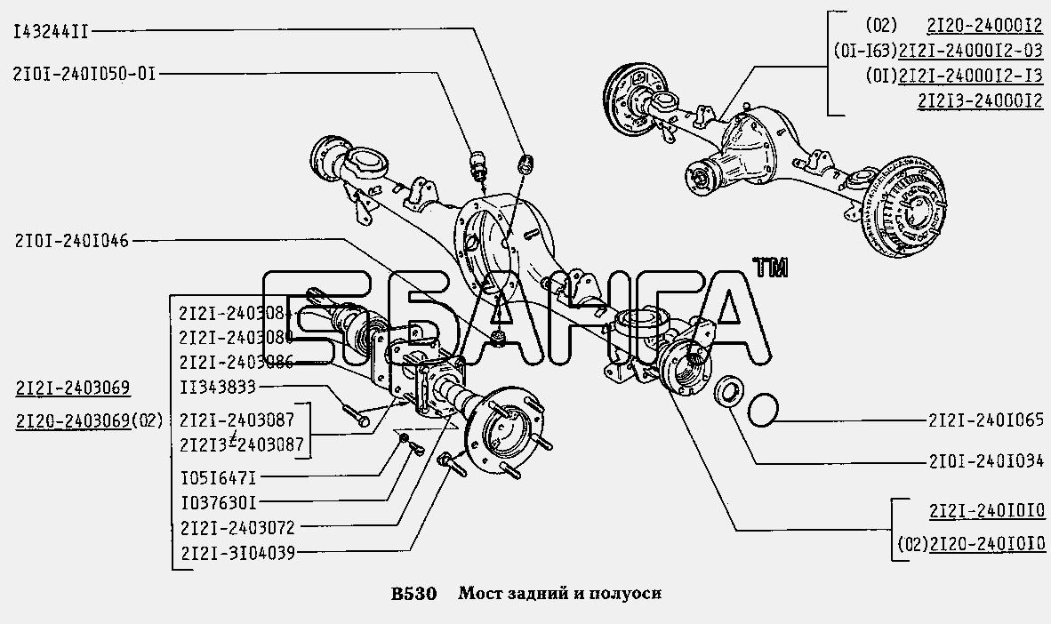 ВАЗ ВАЗ-2131 Схема Мост задний и полуоси-138 banga.ua