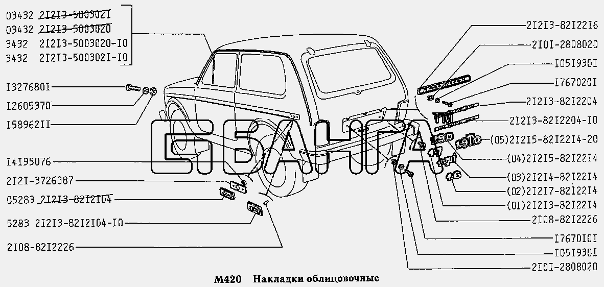 ВАЗ ВАЗ-2131 Схема Накладки облицовочные-275 banga.ua