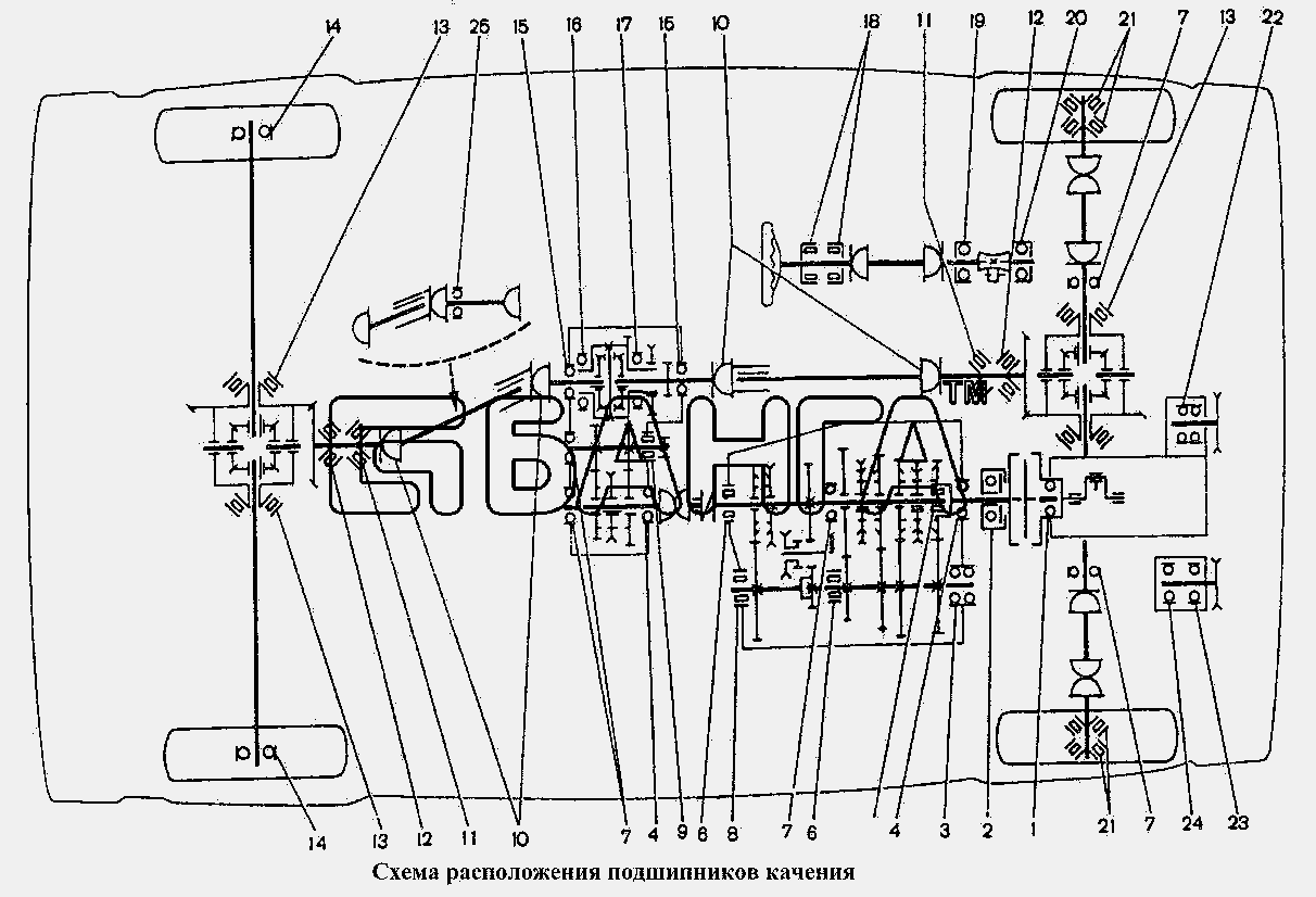 ВАЗ ВАЗ-2131 Схема Схема расположения подшипников качения-296 banga.ua