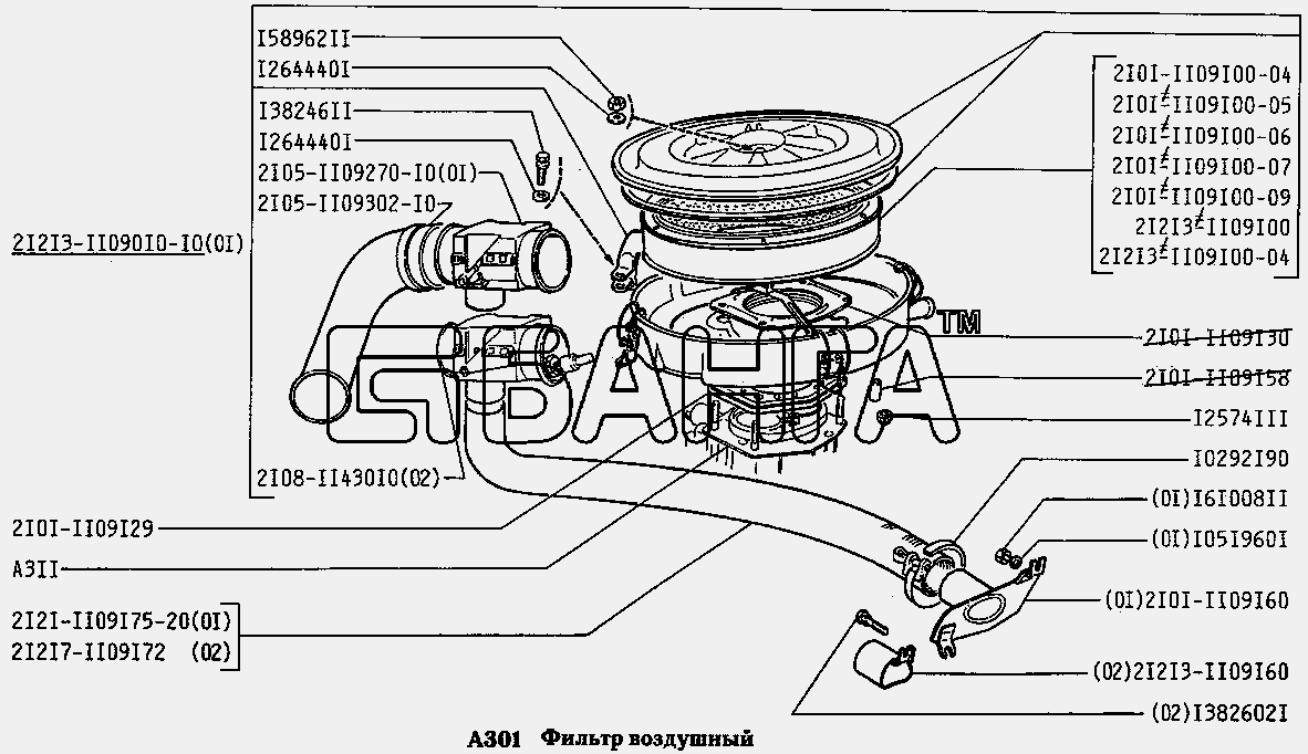 ВАЗ ВАЗ-2131 Схема Фильтр воздушный-40 banga.ua