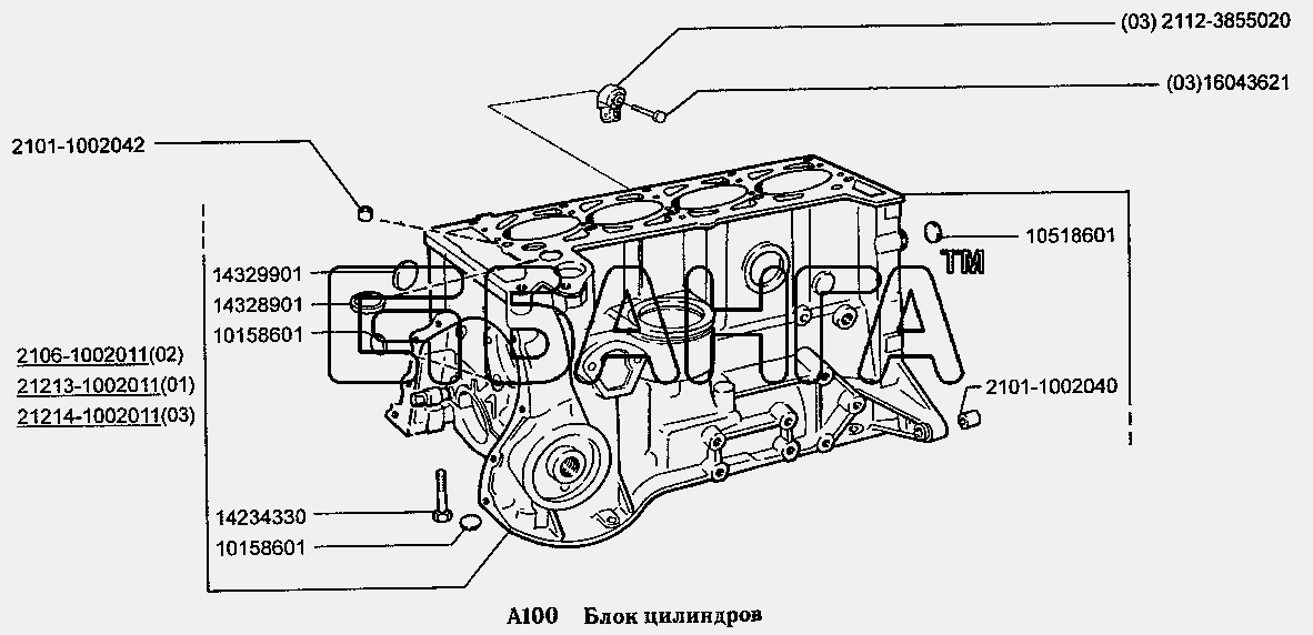 ВАЗ ВАЗ-2131 Схема Блок цилиндров-8 banga.ua