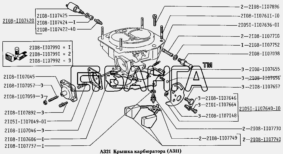 ВАЗ ВАЗ-2131 Схема Крышка карбюратора (А311)-51 banga.ua