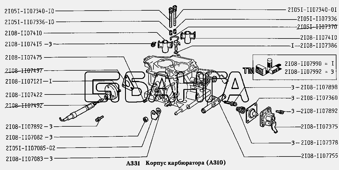 ВАЗ ВАЗ-2131 Схема Корпус карбюратора (А310)-53 banga.ua