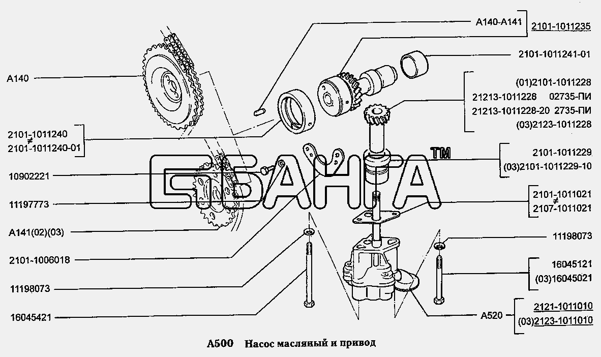ВАЗ ВАЗ-2131 Схема Насос масляный и привод-84 banga.ua