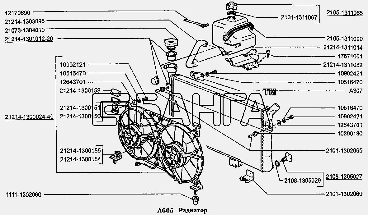 ВАЗ ВАЗ-2131 Схема Радиатор (вариант исполнения Э)-94 banga.ua