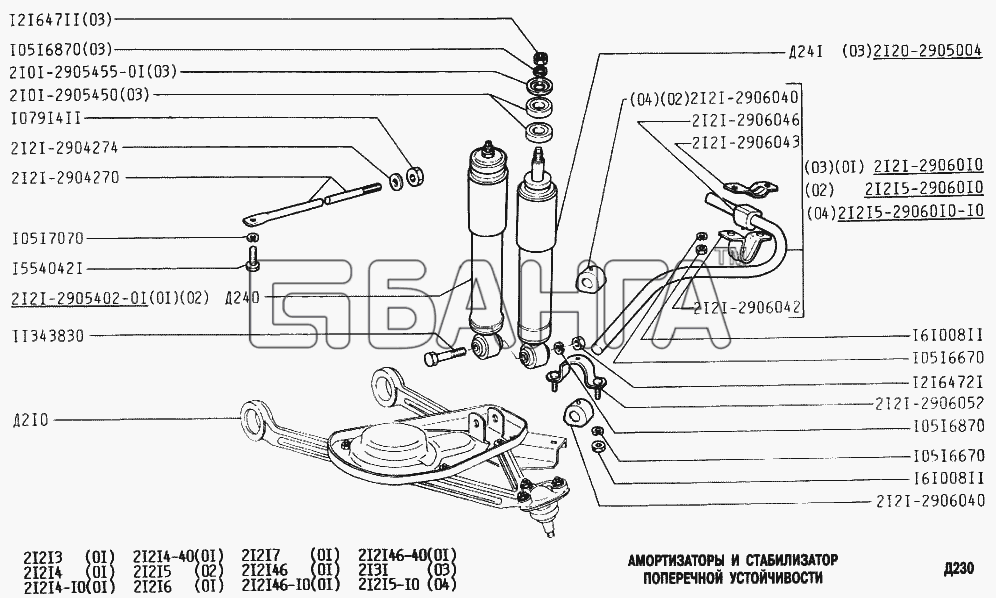ВАЗ ВАЗ-2131 Схема Амортизаторы и стабилизатор поперечной banga.ua