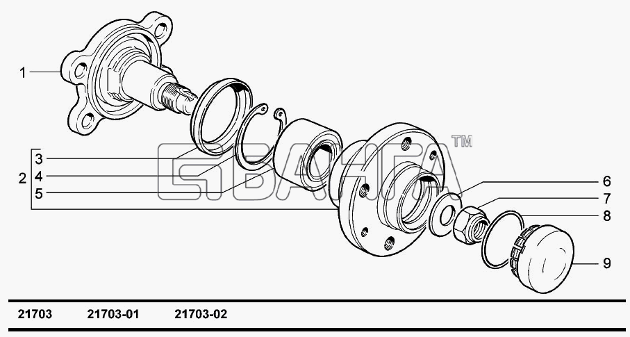 ВАЗ ВАЗ-2170 Приора Схема Ступицы задних колес-130 banga.ua