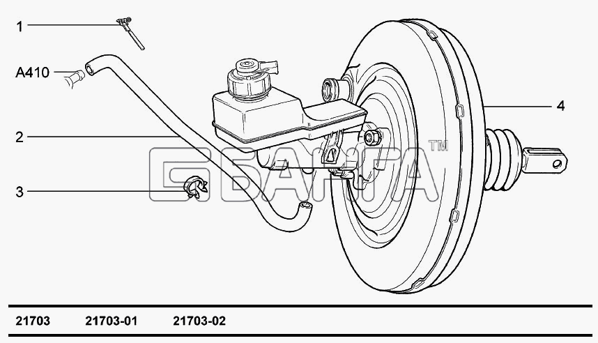 ВАЗ ВАЗ-2170 Приора Схема Элементы привода тормозов-134 banga.ua