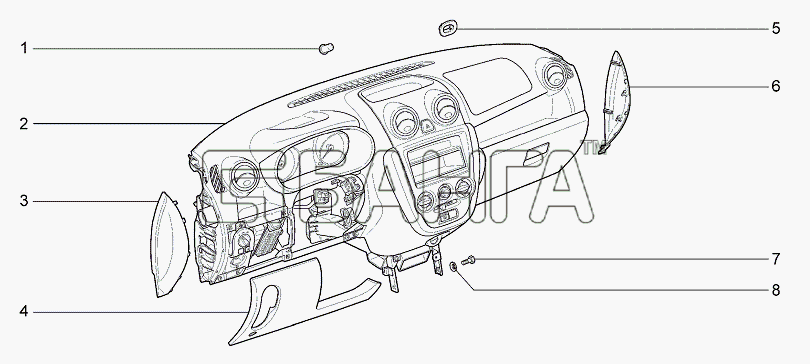 ВАЗ Lada Granta-2190 Схема Панель приборов М190-14 banga.ua