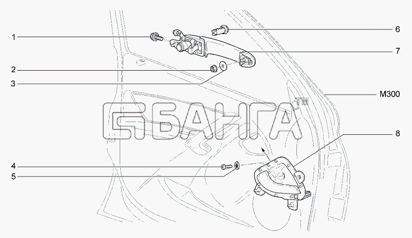 ВАЗ Lada Granta-2190 Схема Ручки передних дверей-34 banga.ua