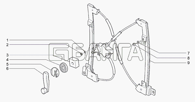 ВАЗ Lada Granta-2190 Схема Стеклоподъемники передних дверей М361-39